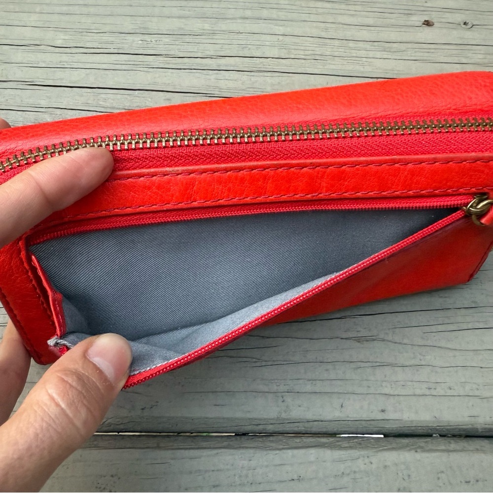 Fossil Red Leather Wallet Wristlet - Picture 7 of 16